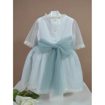 Vestido tul verde manga francesa - PARDALETS