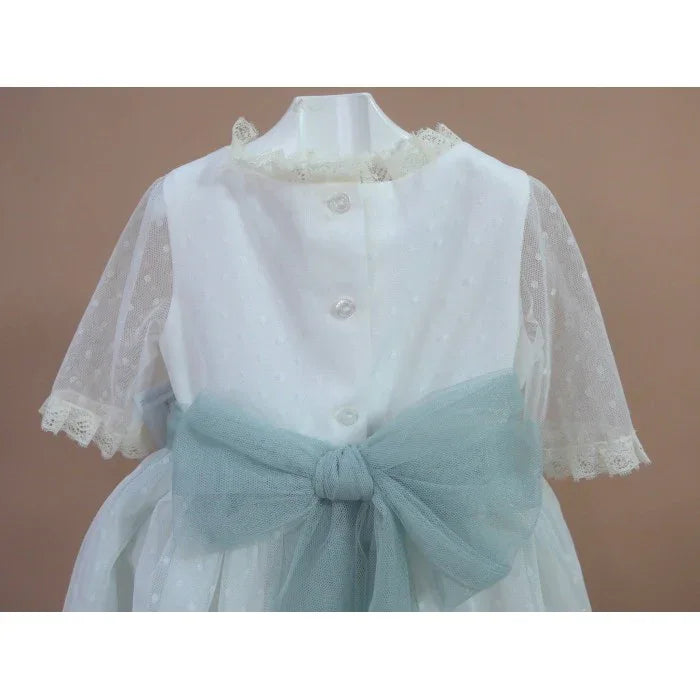 Vestido tul verde manga francesa - PARDALETS