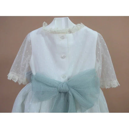 Vestido tul verde manga francesa - PARDALETS