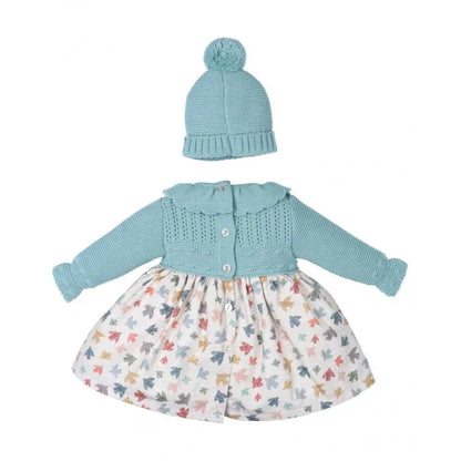 Vestido verde con estampado pajaros y gorro - PARDALETS