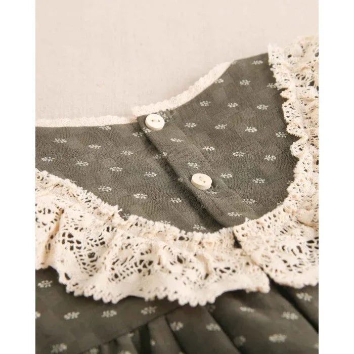 Vestido verde con hojitas beig - PARDALETS