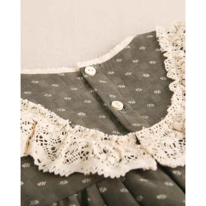 Vestido verde con hojitas beig - PARDALETS