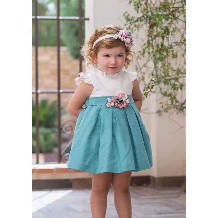 Vestido verde pato sin mangas "Carmen" - PARDALETS